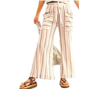 Free People Jones Beach Wide Leg Striped Pants, Size M